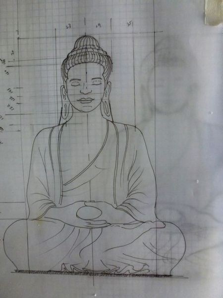 croquis étude pour un bouddha khmer